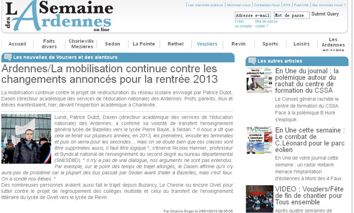 Ardennes/La mobilisation continue contre les changements annoncés pour la rentrée 2013