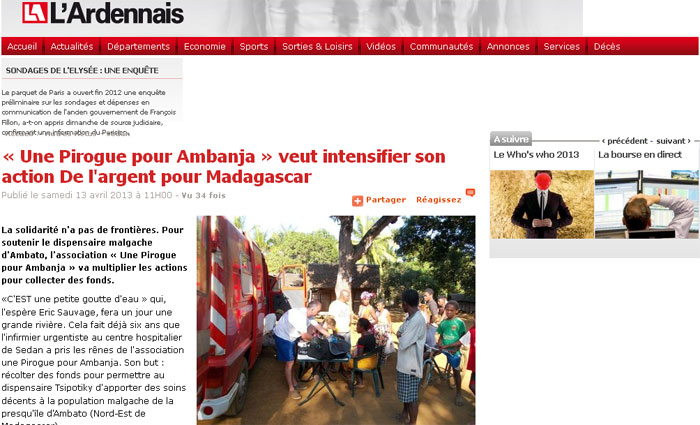 « Une Pirogue pour Ambanja » veut intensifier son action De l'argent pour Madagascar