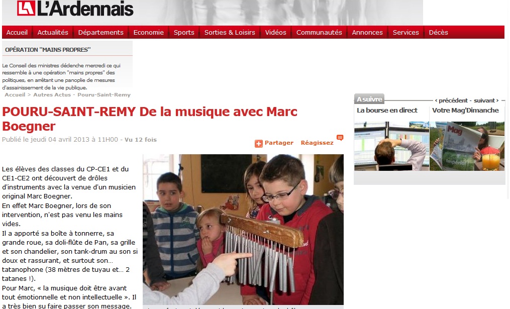 Accueil > Autres Actus - Pouru-Saint-Remy POURU-SAINT-REMY De la musique avec Marc Boegner