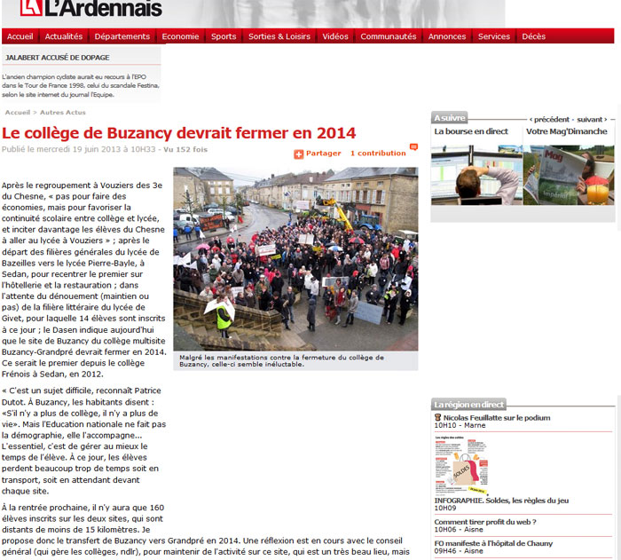 Le collège de Buzancy devrait fermer en 2014