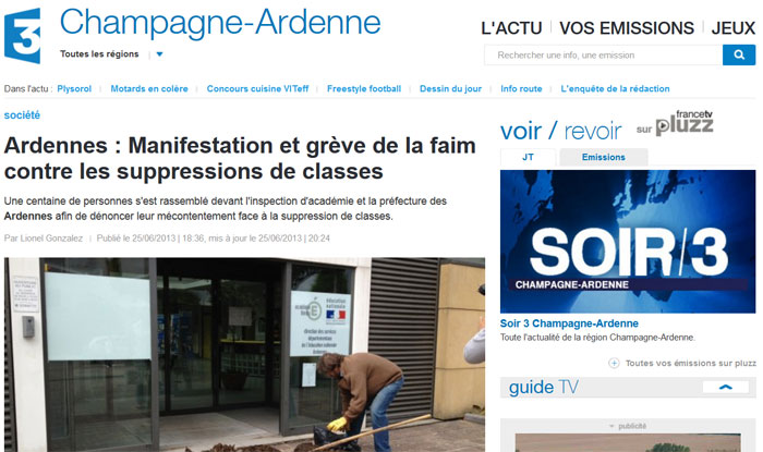 Ardennes : Manifestation et grève de la faim contre les suppressions de classes