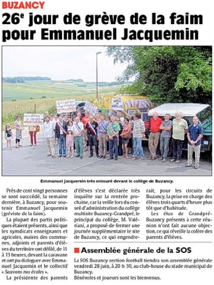 26e jour de grève de la faim pour Emmanuel Jacquemin